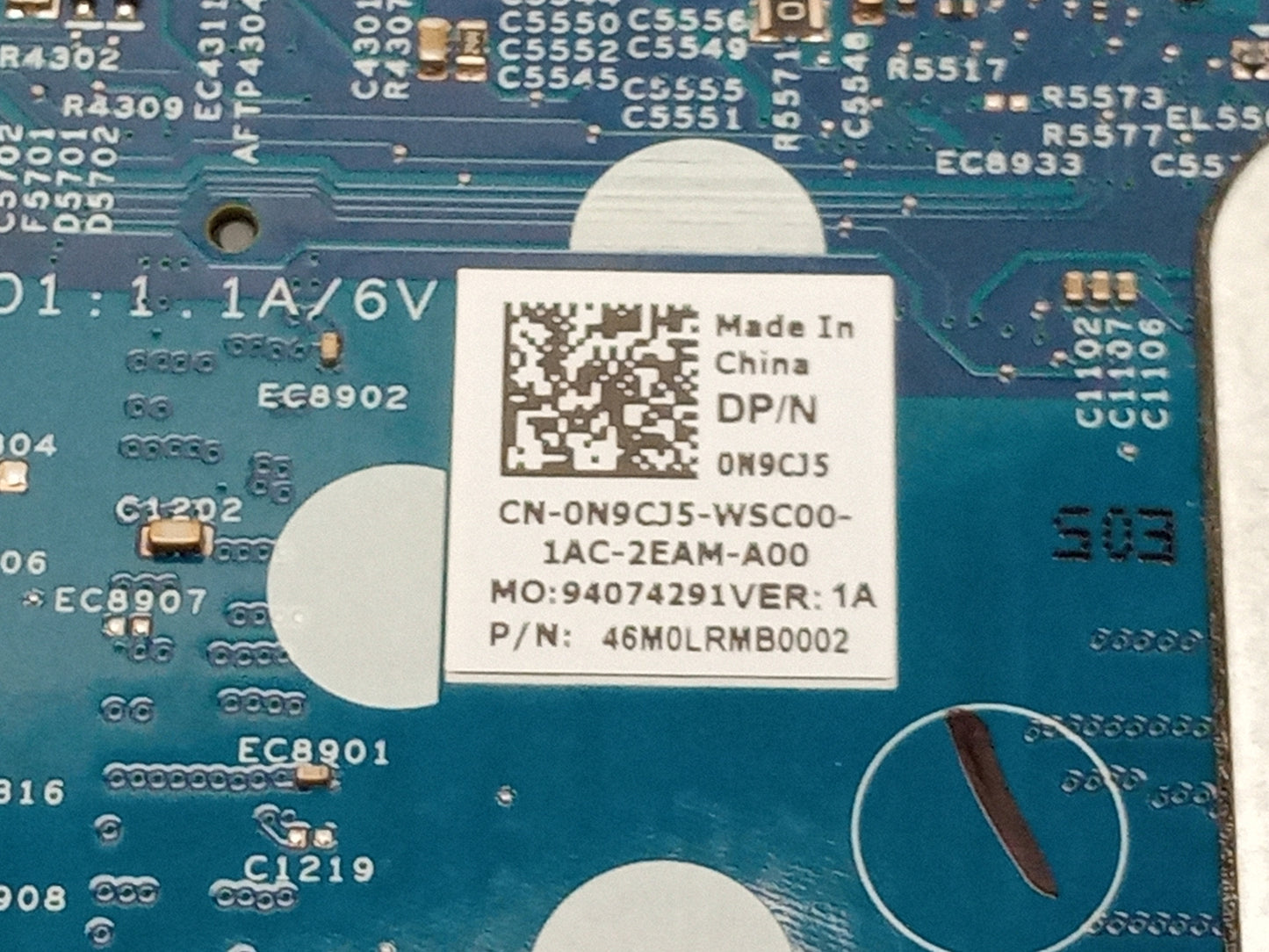 Dell Vostro 5402 Laptop Motherboard i5-1135G7 2.40 GHz CPU DDR4 0N9CJ5 N9CJ5