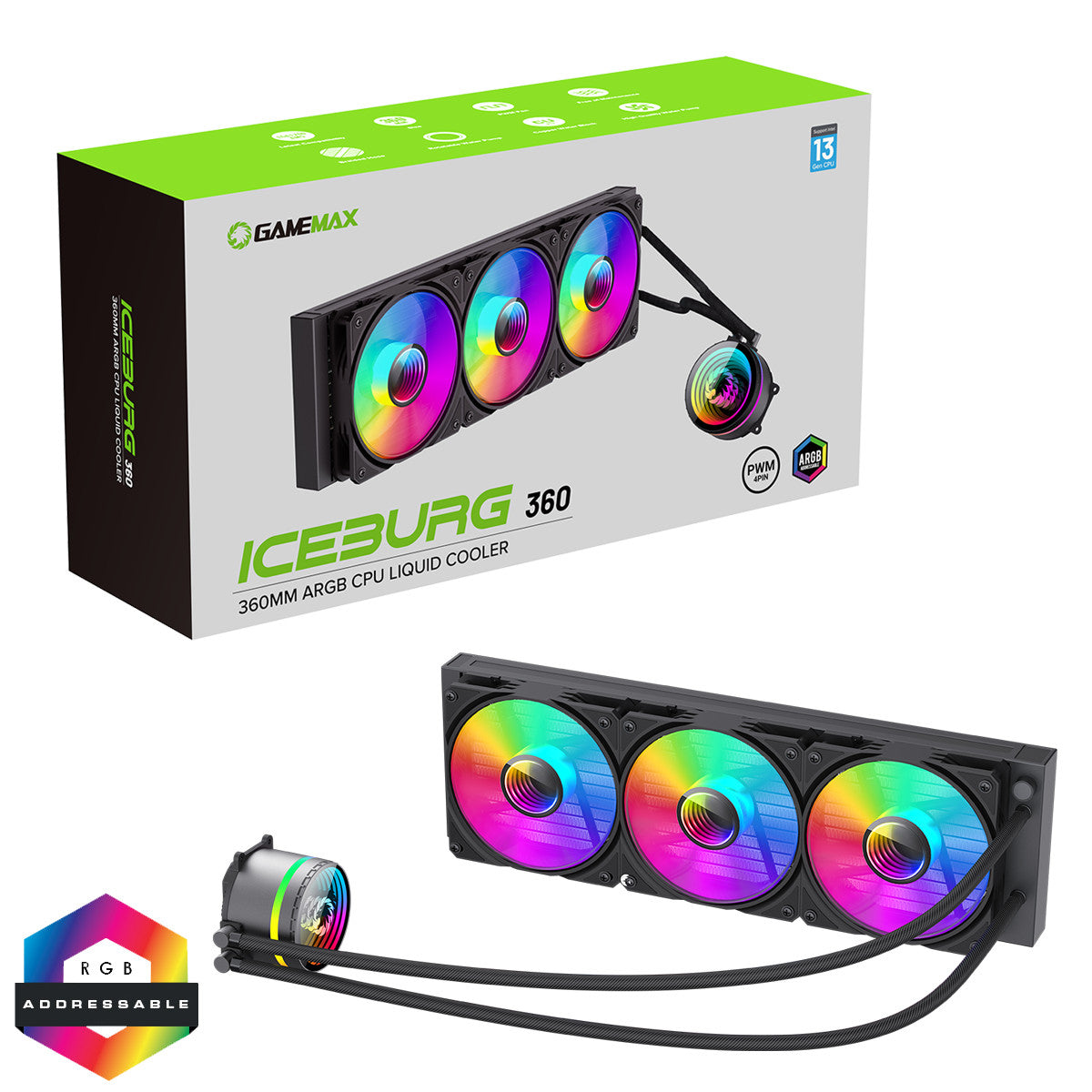 GameMax Iceburg 360mm AIO ARGB Water Cooler ‎GMX-ICB-360ARGB