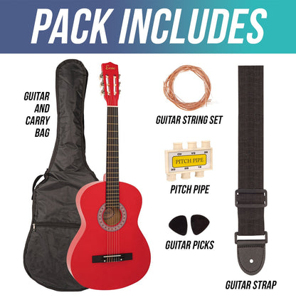 Encore Full Size Classic Guitar Pack ~ Red