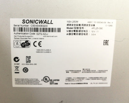 SonicWall NSA 250M Network Security Firewall Appliance APL25-090 - With PSU