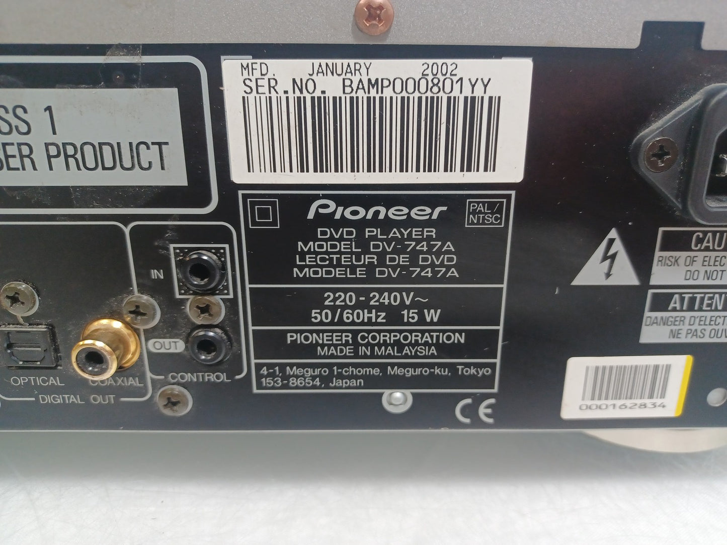 Pioneer DV-747A DVD Player WIth Remote - Optical Laser Issue Spares/Repairs