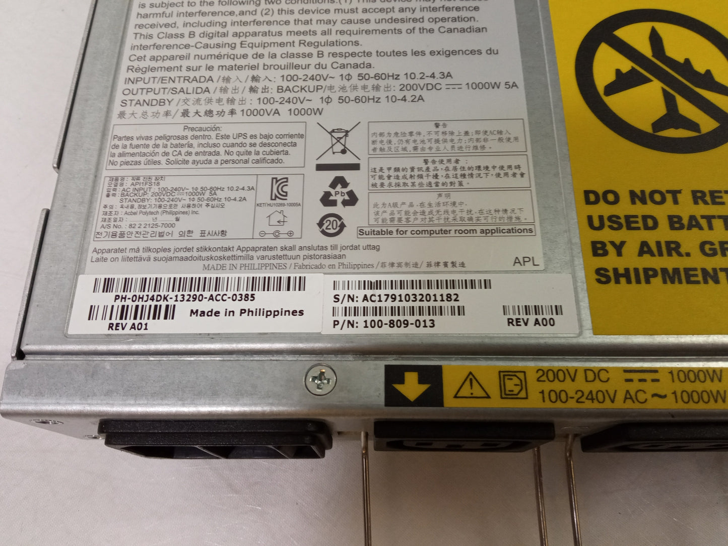 Dell EMC 100-240V 1000W Power Supply Unit No Batteries 0HJ4DK HJ4DK