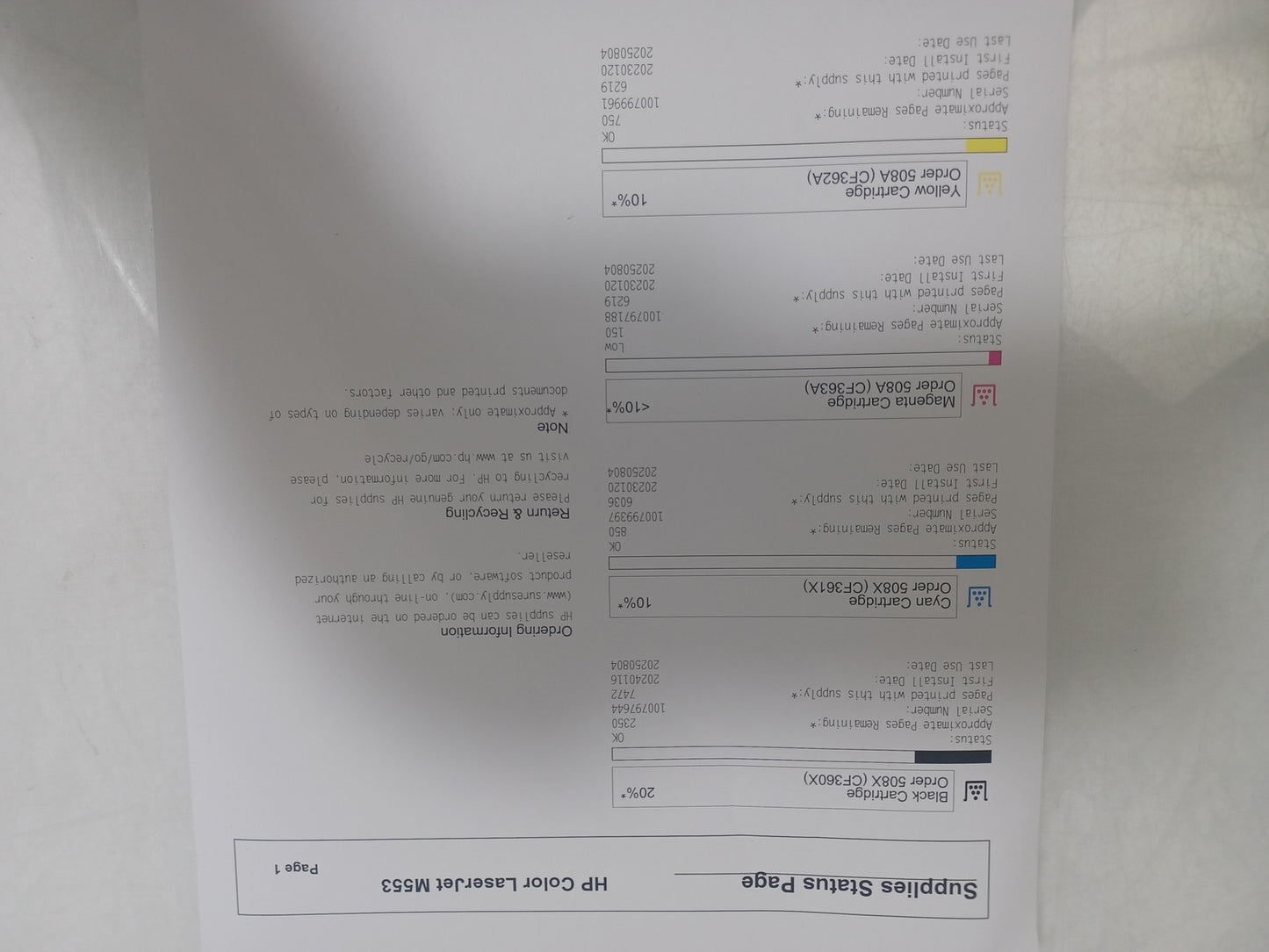 HP Colour LaserJet Enterprise M553 A4 Network Laser Printer - B5L26A