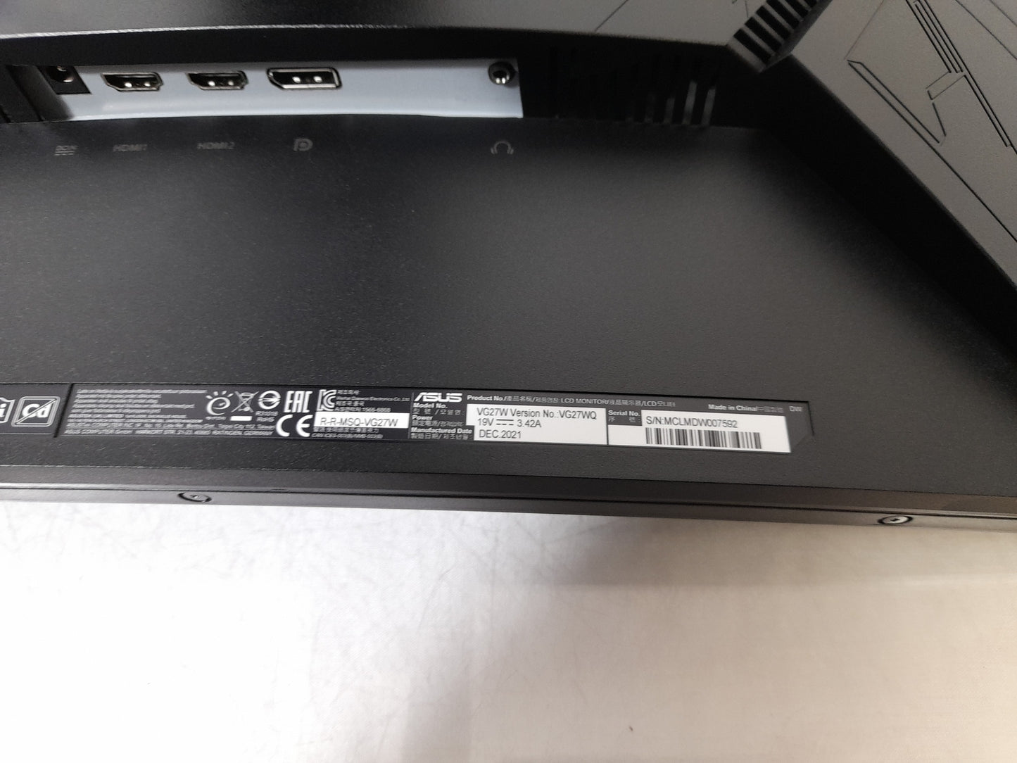 Asus TUF Gaming VG27WQ 27" Curved Monitor HDMI DisplayPort 2560x1440 With Stand