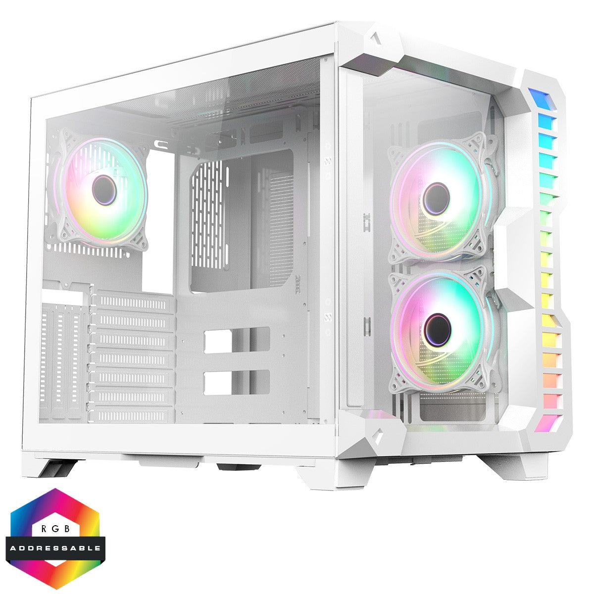 CiT Pro Android X Gaming Cube ATX Mid-Tower Dual Chamber White PC Computer Case