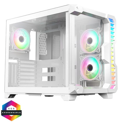 CiT Pro Android X Gaming Cube ATX Mid-Tower Dual Chamber White PC Computer Case