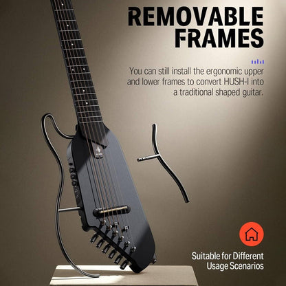 Donner HUSH-I Acoustic Electric Travel Portable Guitar ~ Black