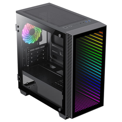 GameMax Mini Abyss ARGB mATX PC Black Gaming Case w/ Infinity RGB Front Panel