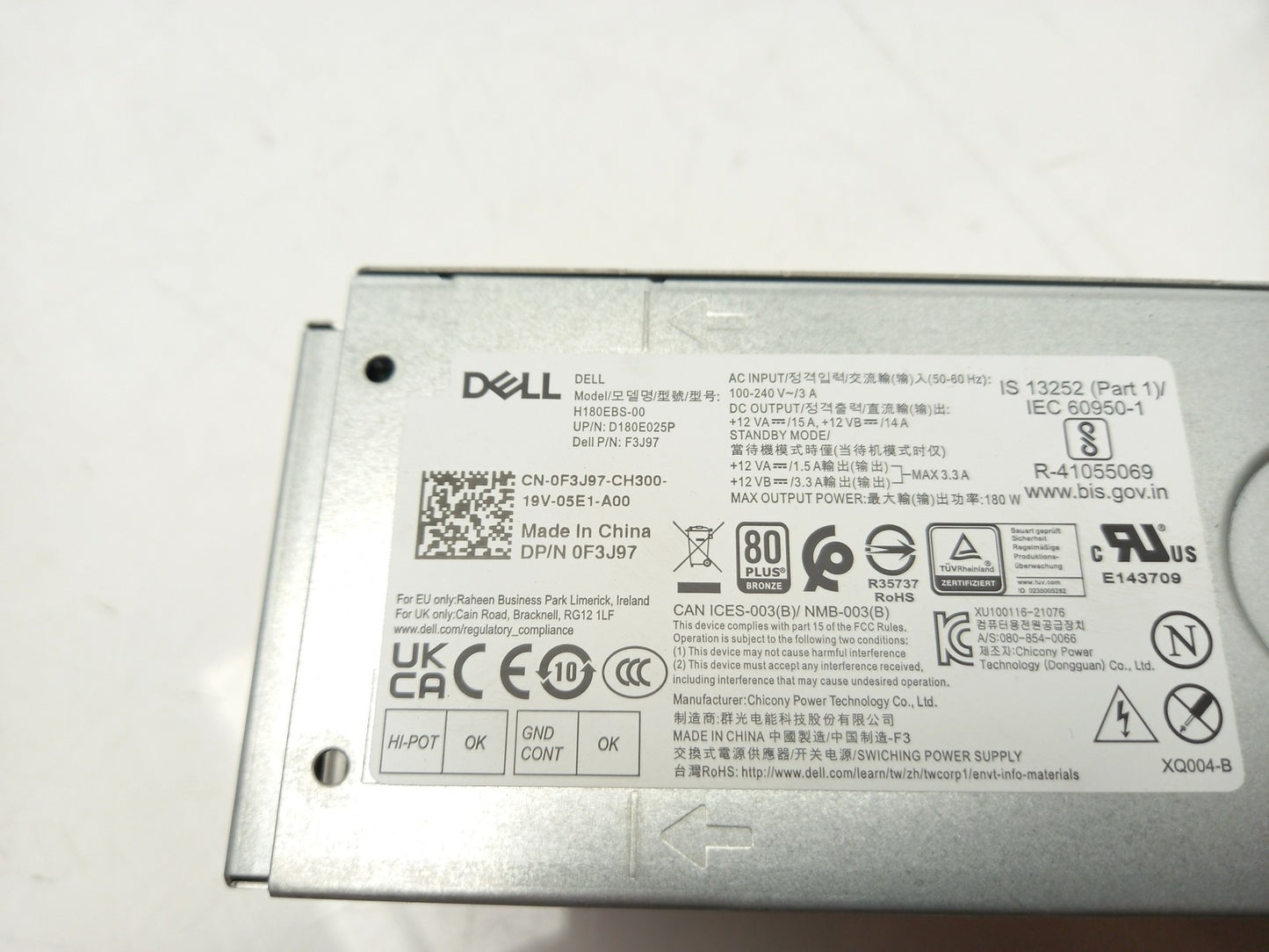 Dell Inspiron 3910 180W SFF Desktop Power Supply Unit 0F3J97 F3J97