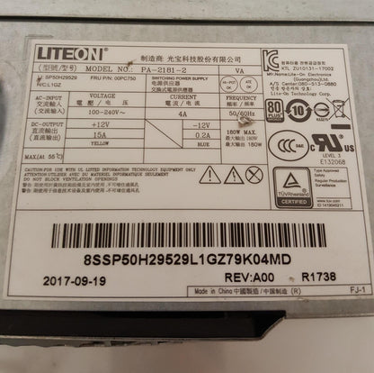 Lenovo ThinkCentre 180W LiteOn Power Supply Unit PA-2181-2 00PC750