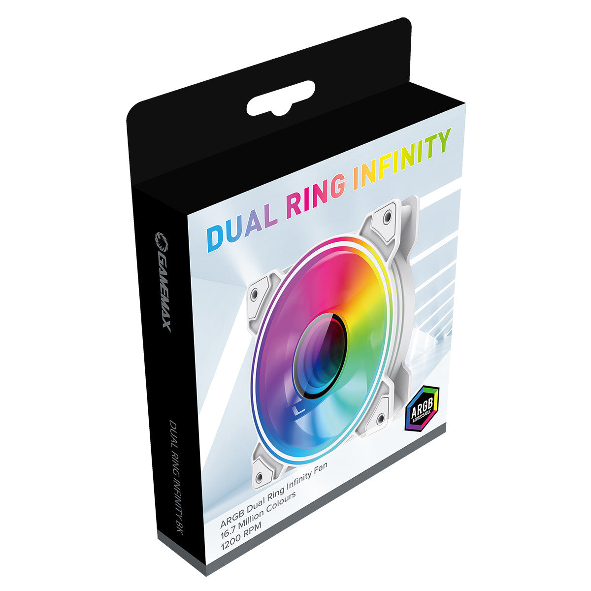 GameMax Infinity 120mm ARGB Dual-Ring White Fan ‎GMX-INFINITY-FNW
