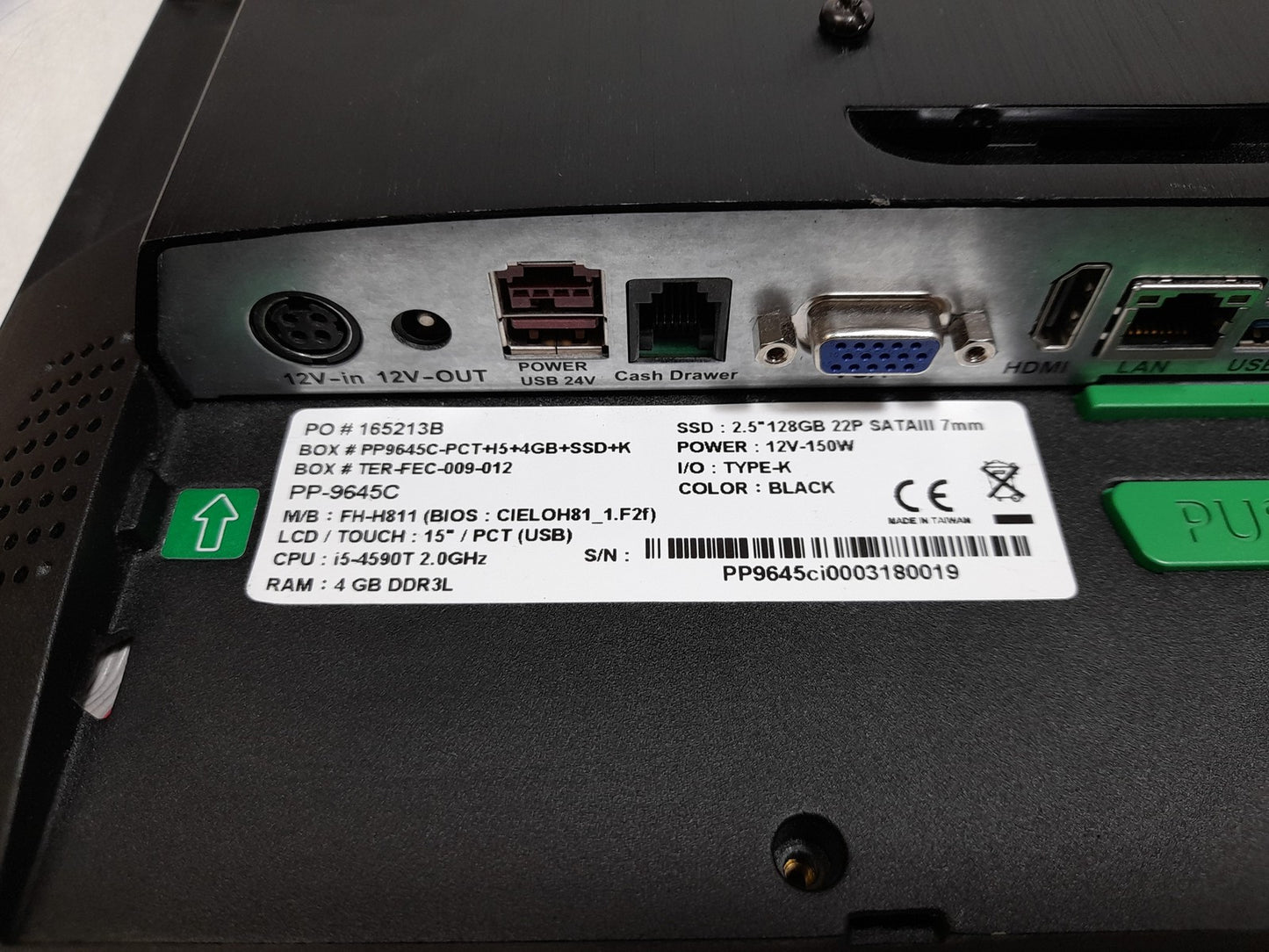 Cielo PP-9645c Touchscreen POS Till Terminal i5-4590T 4GB RAM - No HDD/Stand/PSU
