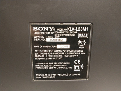 Sony KLV-L23M1 23" WEGA LCD Colour Retro Gaming TV - No Remote