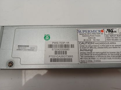 SuperMicro PWS-703P-1R 750W 1U Server Power Supply Unit