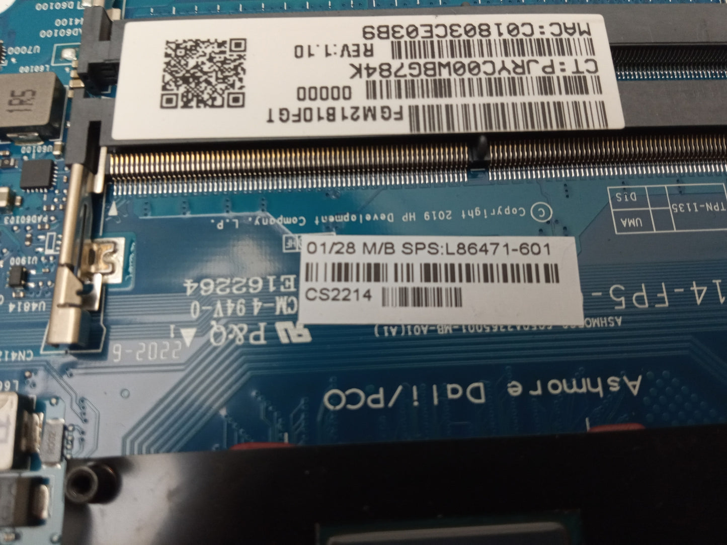 HP 245 G8 Laptop Motherboard AMD Athlon Silver 3050U 2.30GHz CPU DDR4 L86471-601