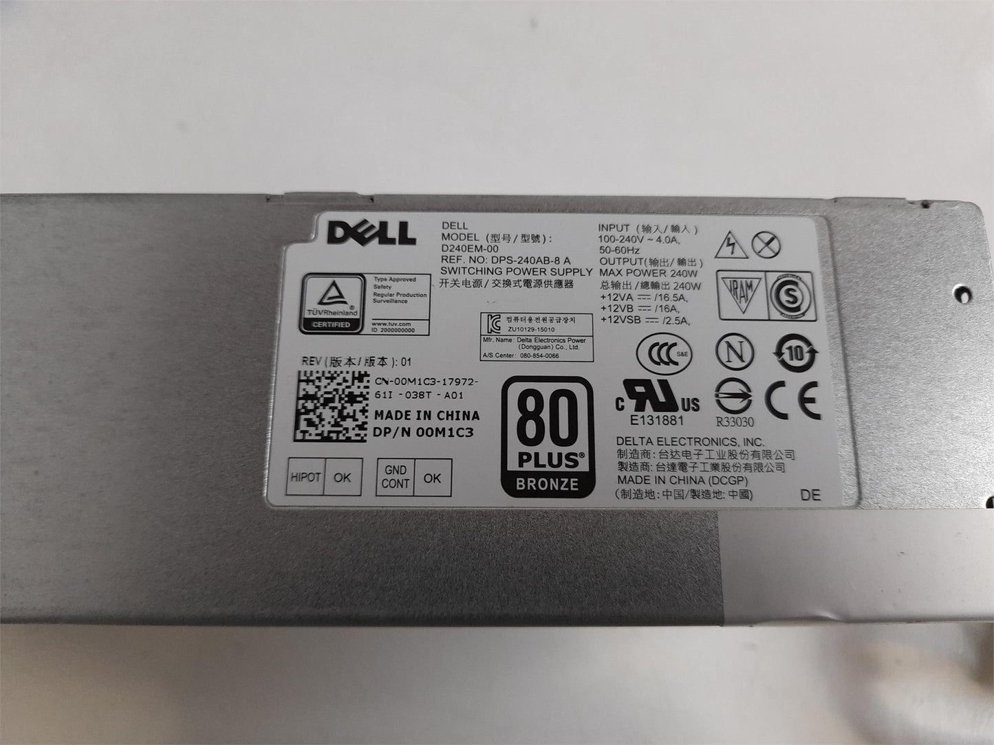 Dell OptiPlex 3040 5040 7040 SFF 240W Power Supply Unit 00M1C3 0M1C3