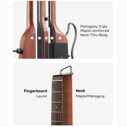 Donner HUSH-1PRONAT Headless Electric Guitar ~ Natural