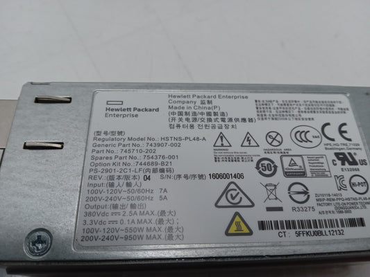 HP DL60 DL120 DL180 G9 950W Server Power Supply Unit 743907-002 754376-001