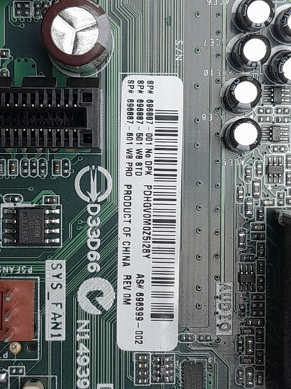 HP Socket LGA1155 DDR3 Motherboard With I/O Shield 696399-002 696887-002