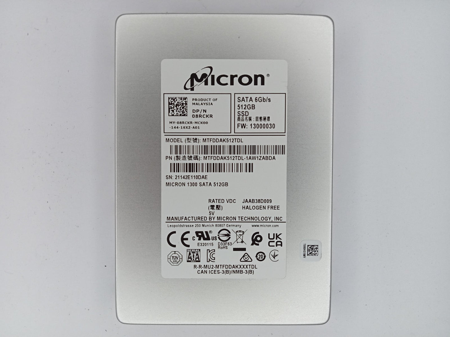 Micron 1300 MTFDDAK512TDL 512GB 2.5" Solid State Drive SSD