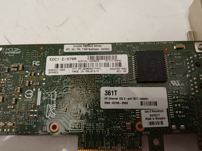 HP 361T Ethernet 1GbE 2 Port Gigabit Network Adapter 652495-002 656241-002