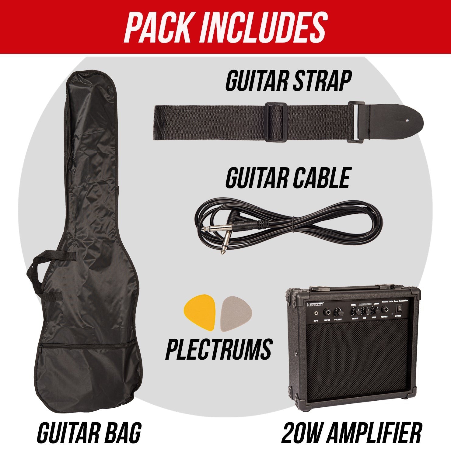 Encore Blaster E40 Bass Guitar Pack ~ Gloss Black