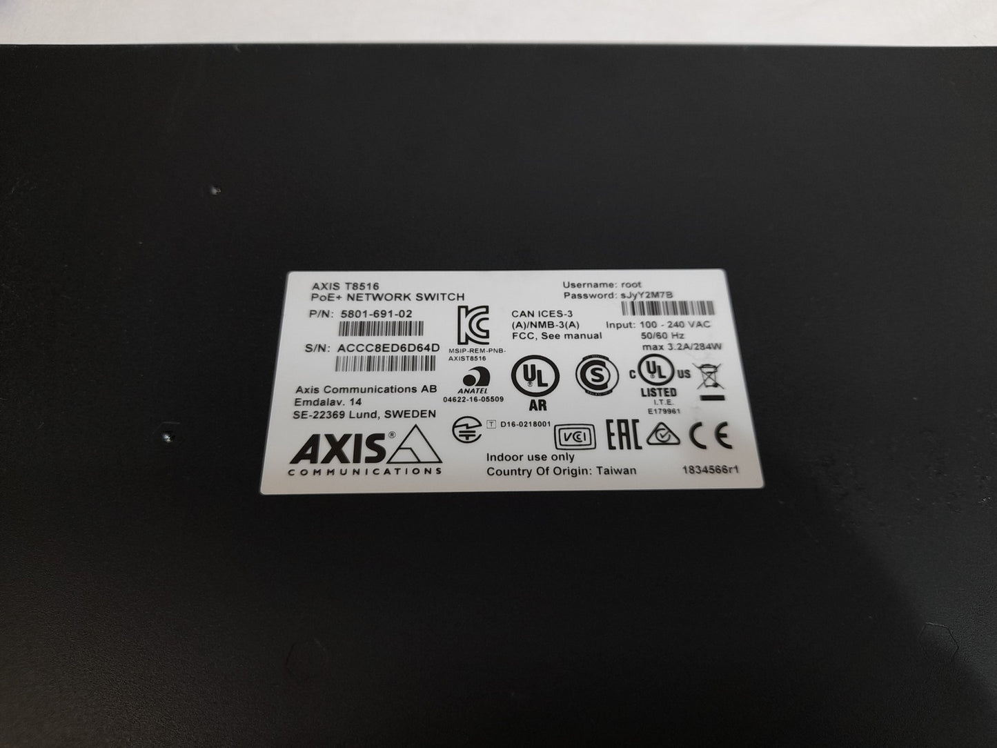 Axis T8516 16 Port Gigabit PoE+ Managed Network Switch