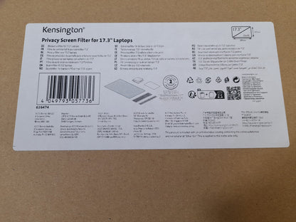 Kensington 626474 2 Way Removable Privacy Screen Filter - For 17.3" 16:9 Laptops