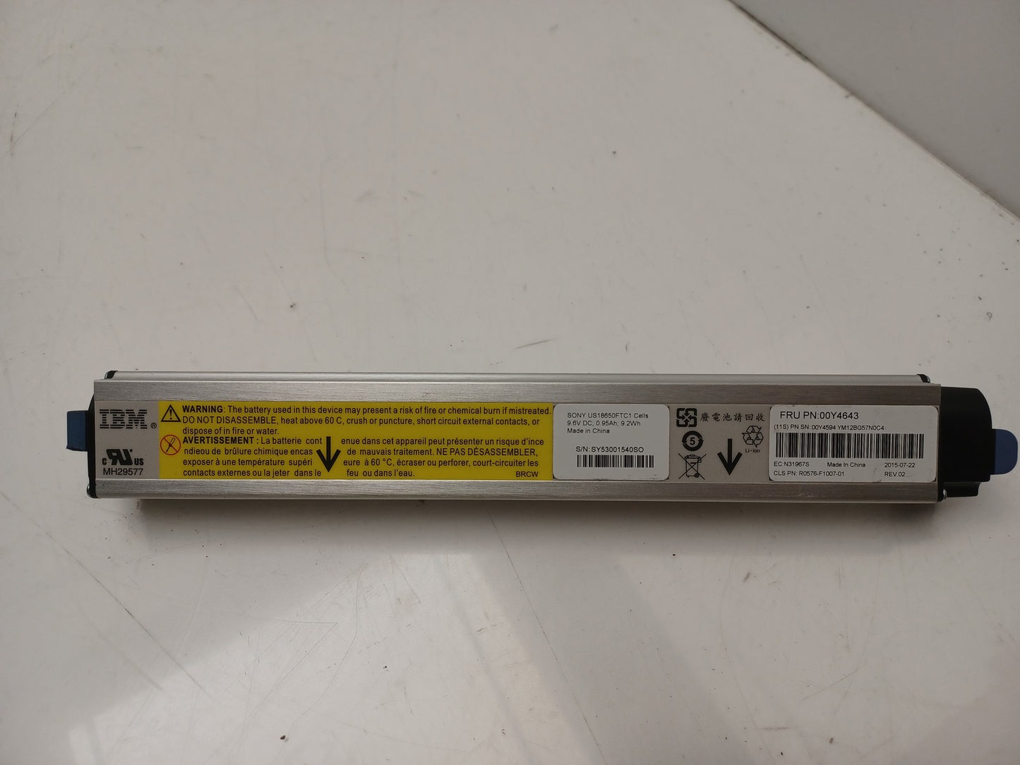 IBM Storewize 9.6V 9.2W 0.95ah Node Canister Battery Unit 00Y4643 00Y4594