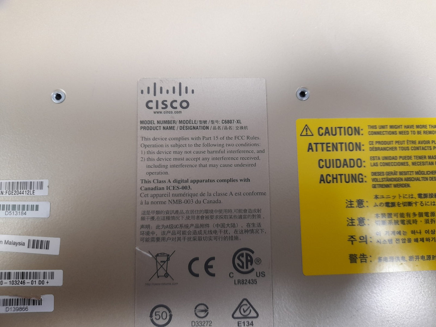 Cisco C6807-XL-S6T-Bun V02 7-Slot Chassis With C6807-XL-Fan