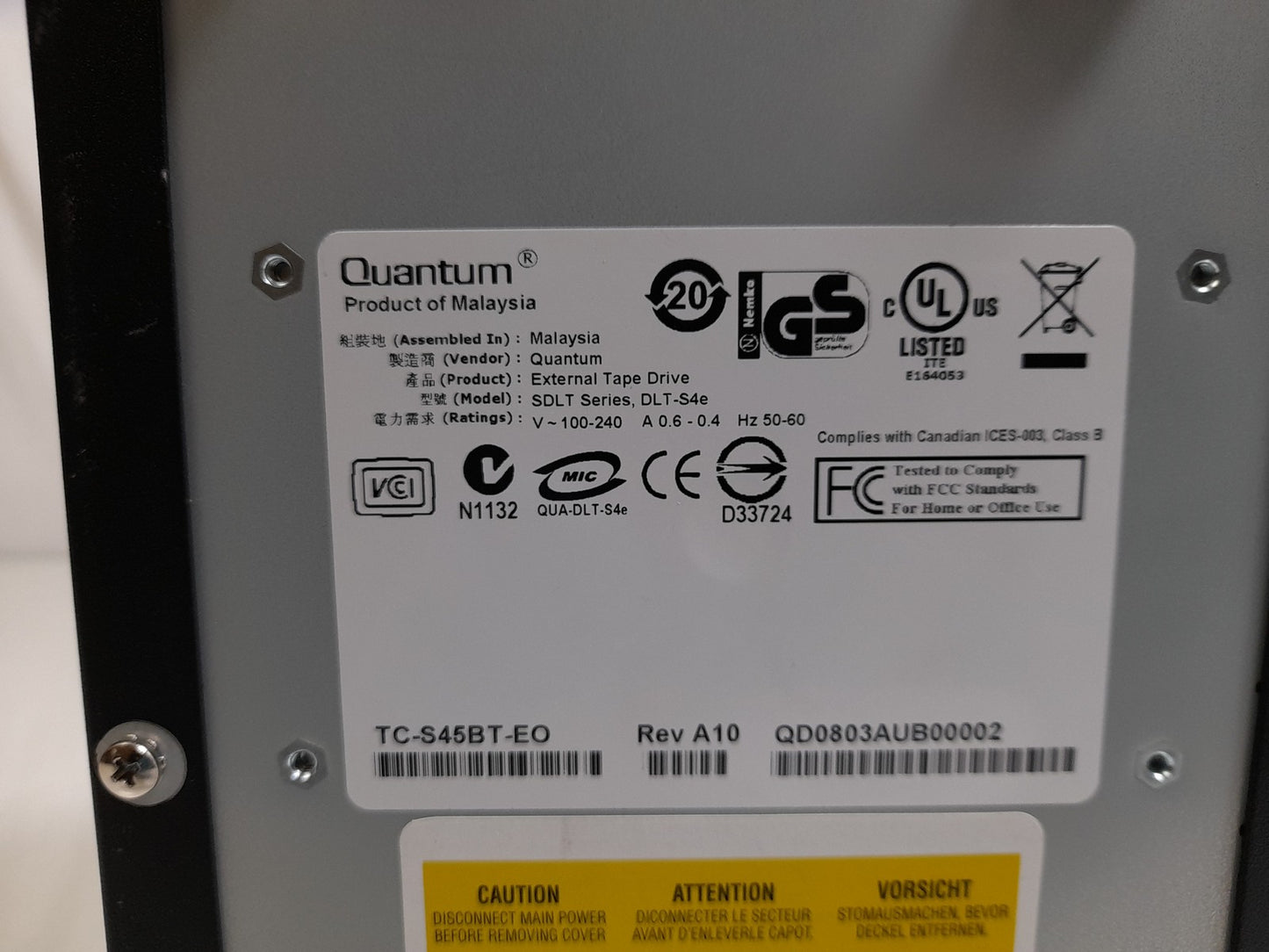 Quantum SDLT Series DLT-S4E External Tape Drive