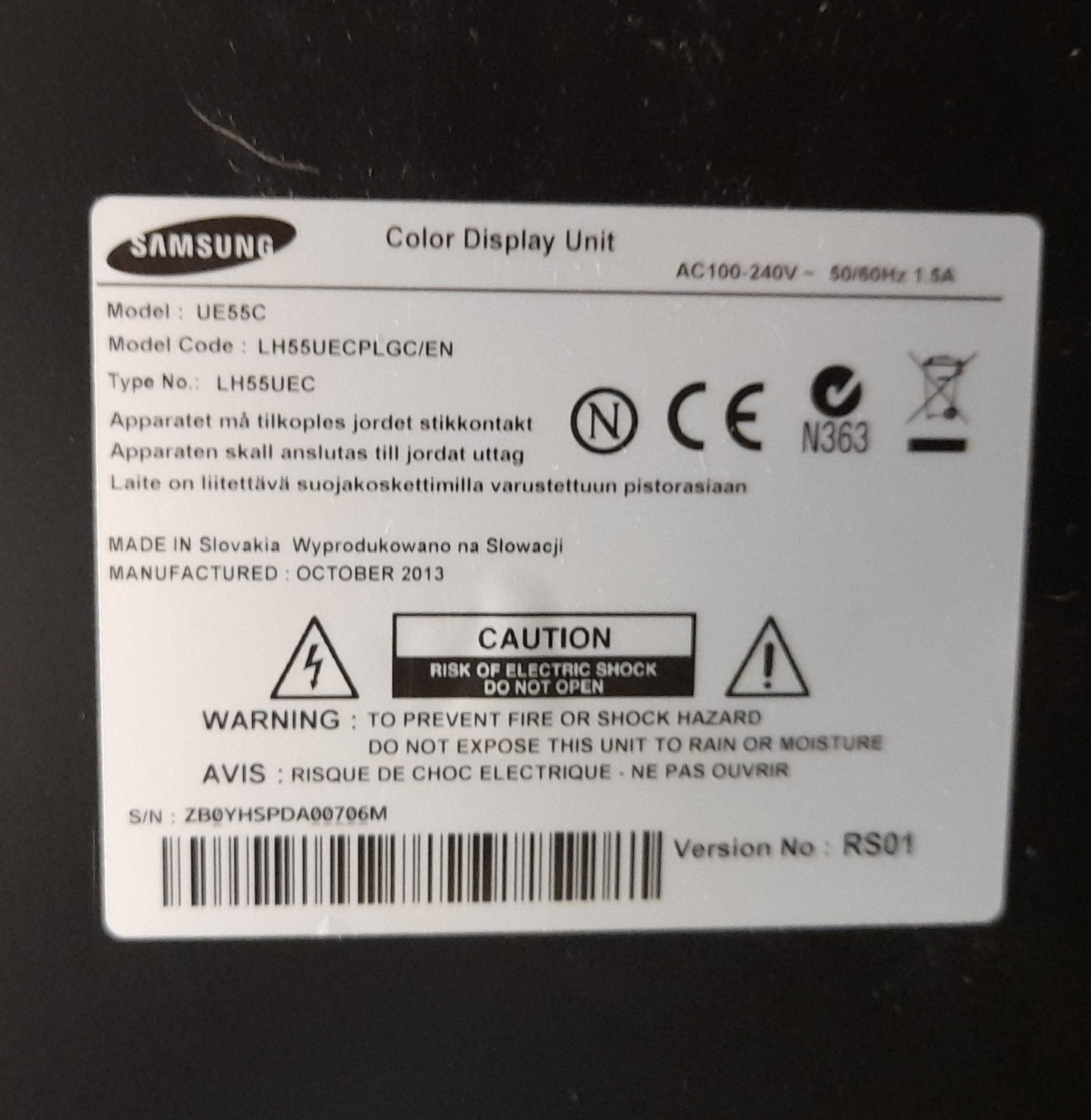 Samsung UE55C 55 Inch FHD LCD Commercial Display TV