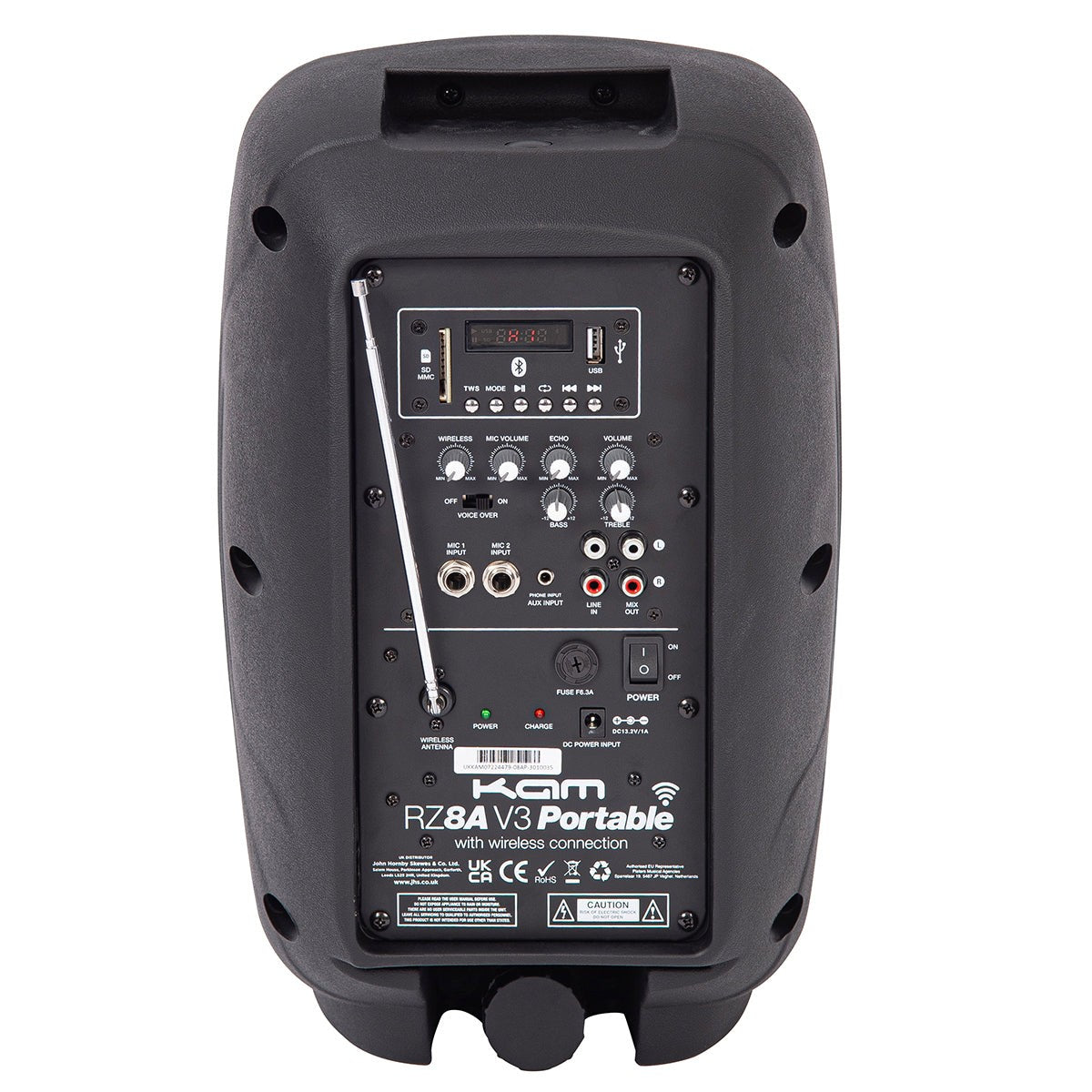 KAM RZ8A V3 8" 450W Portable Bluetooth PA Speaker - With Microphone