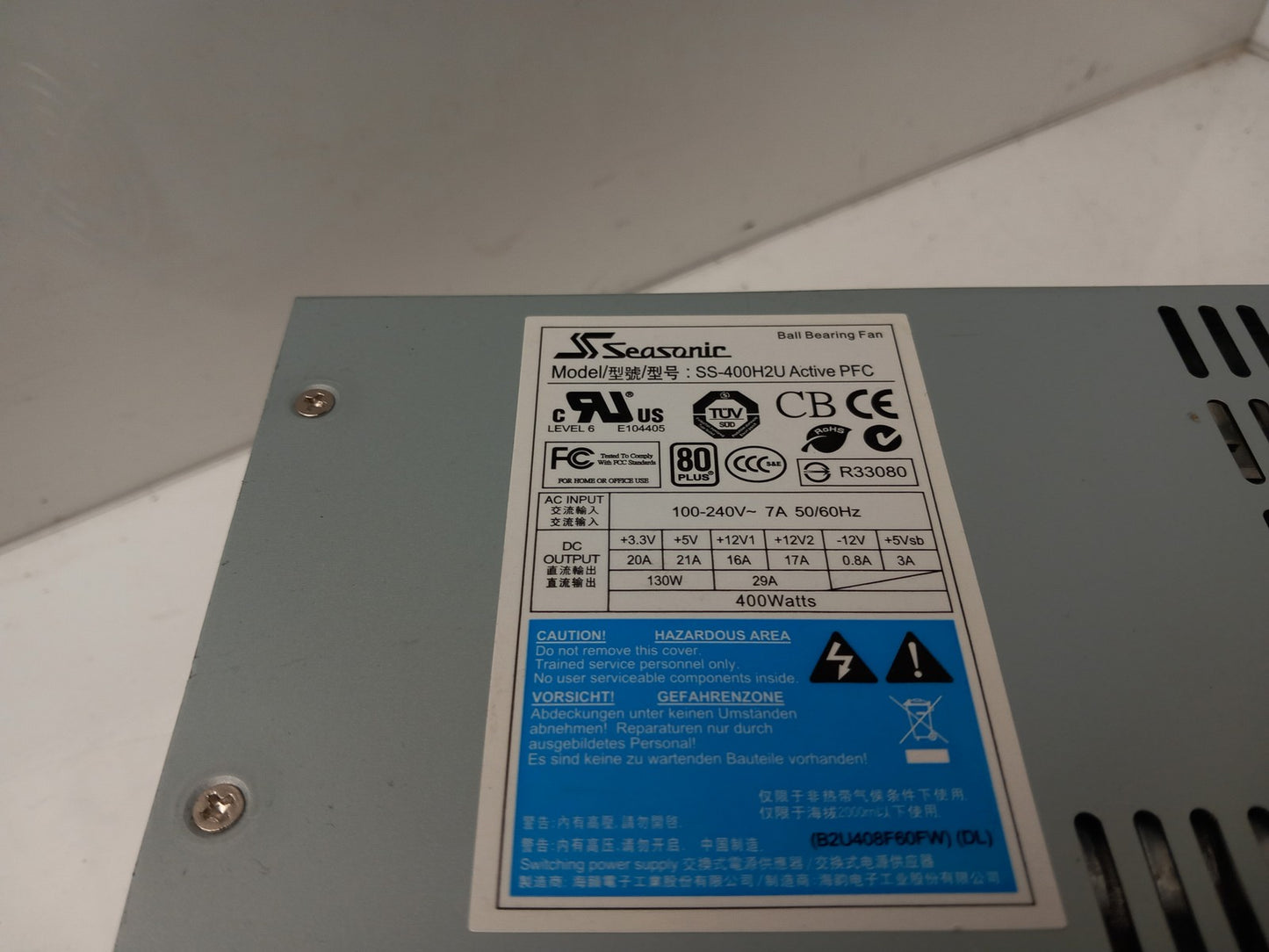 SeaSonic Active PFC 400W Power Supply Unit SS-400H2U