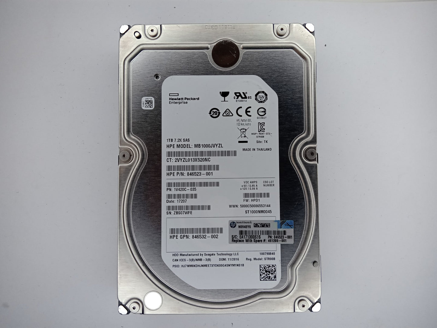 HP 846523-001 ST1000NM0045 1TB 3.5 in LFF 128MB 7200 RPM SAS Hard Drive HDD