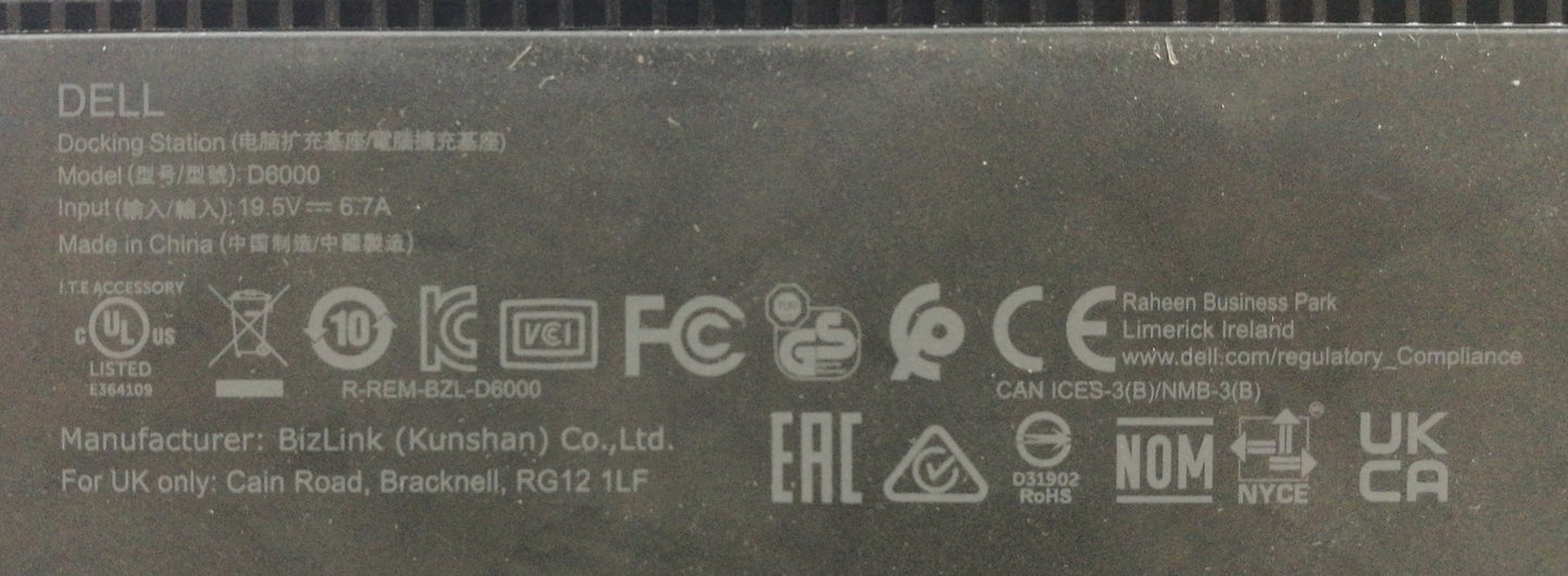 Job Lot 2 x Dell D6000 Universal Dock USB-C Type C 130W - Working but frayed