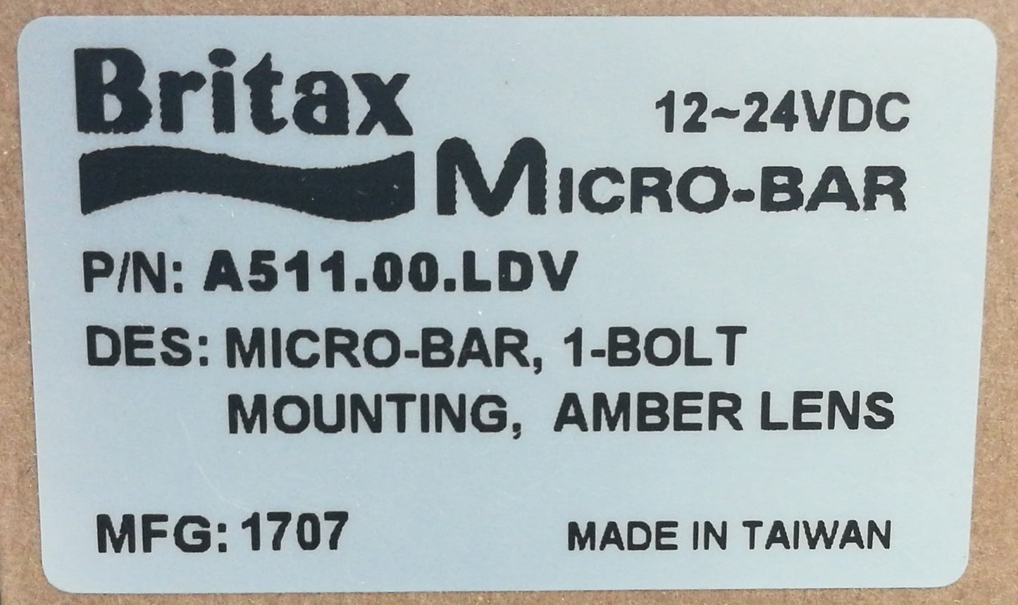 Britax A511 A511.00.LDV Amber Micro-bar Beacon LED LIGHT With Single Bolt Mount