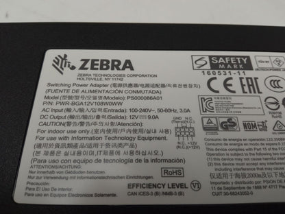Zebra Power Adapter 12V 9A PS000086A01 PWR-BGA12V108W0WW