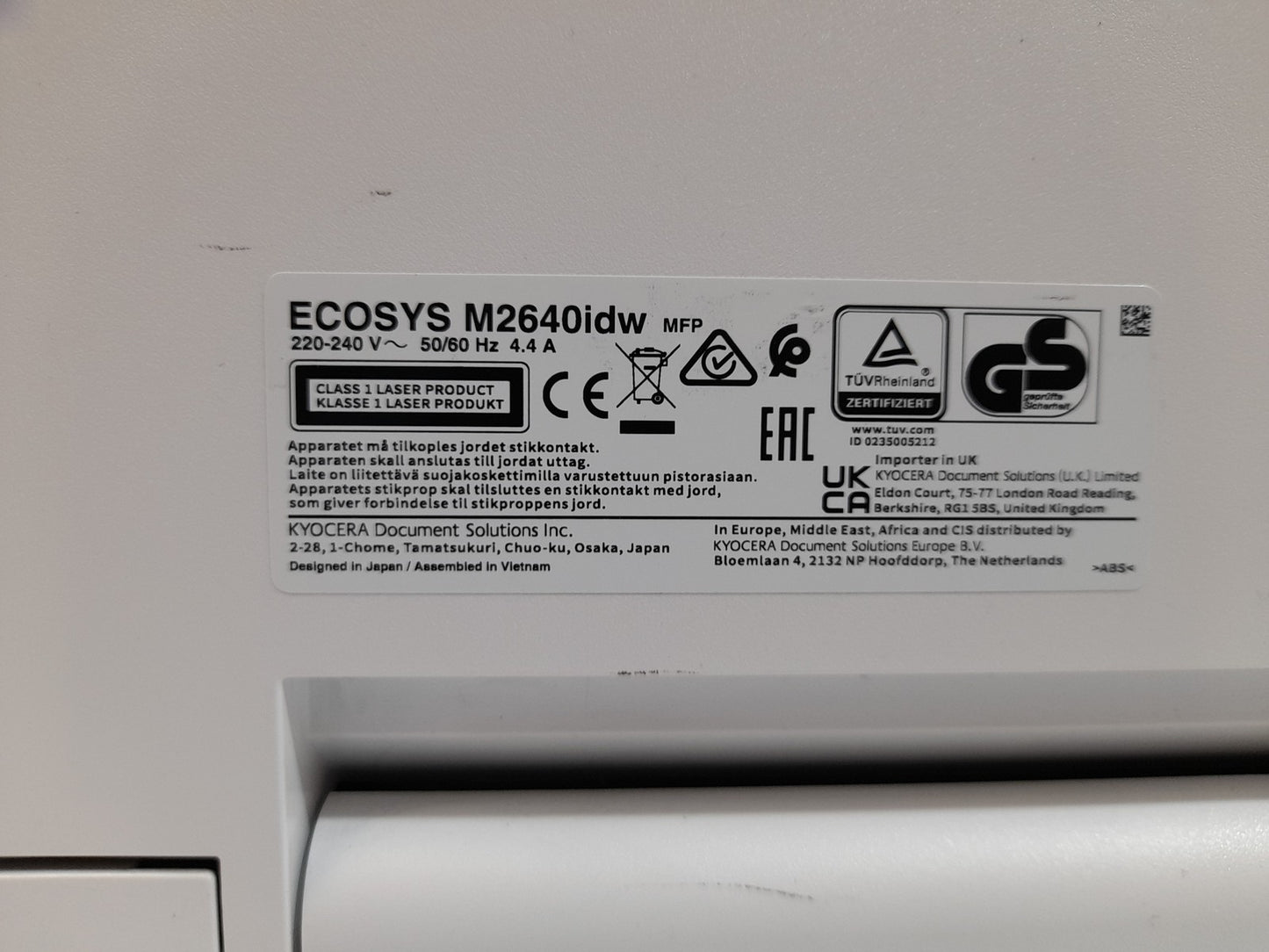 Kyocera ECOSYS M2640idw A4 Mono Multifunction Wireless Laser Printer