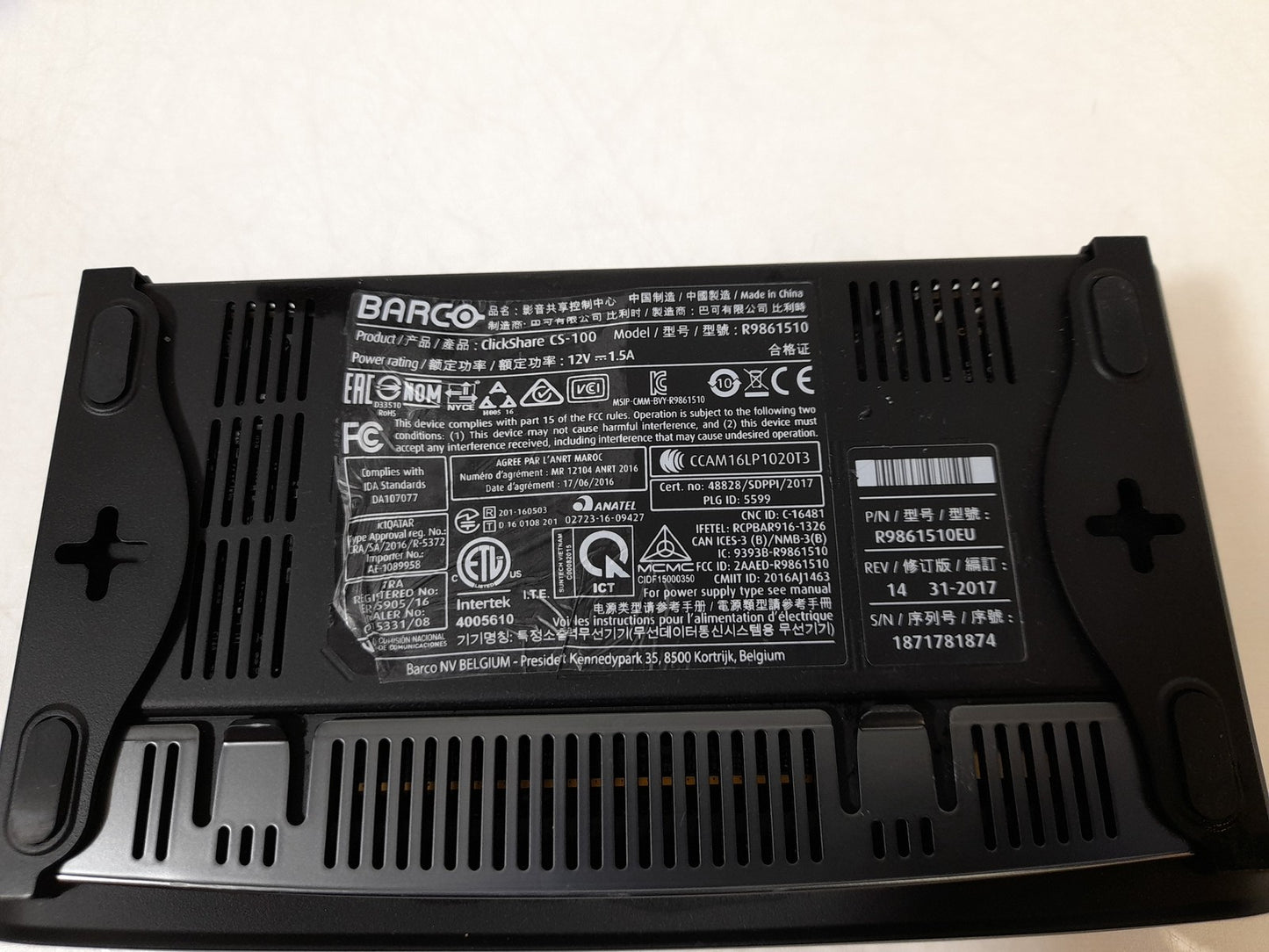 Barco ClickShare CS-100 Wireless Presentation System - With PSU