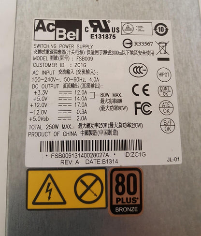 ACBel 250W Desktop PSU ITX Power Supply Unit FSB009