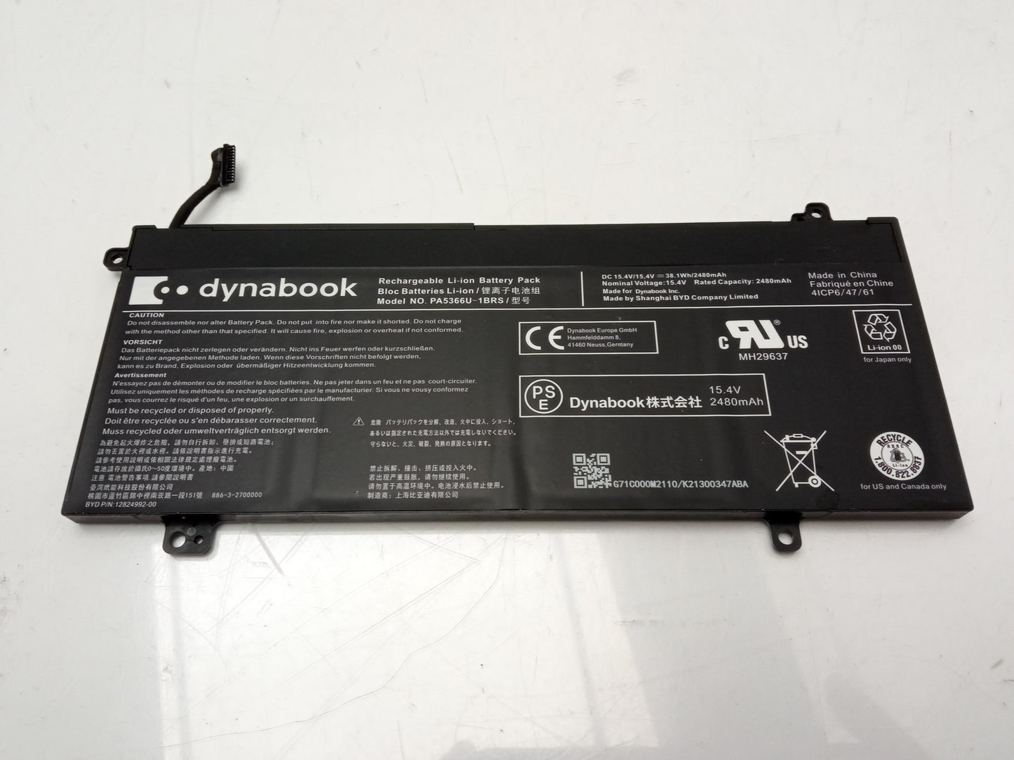 Dynabook 38.1Wh 15.4V 2480mAh Replacement Laptop Battery PA5366U-1BRS