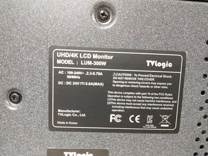 TVLogic LUM-300W 30" SDI HDMI DP 4096x2160 Broadcast Monitor With Stand