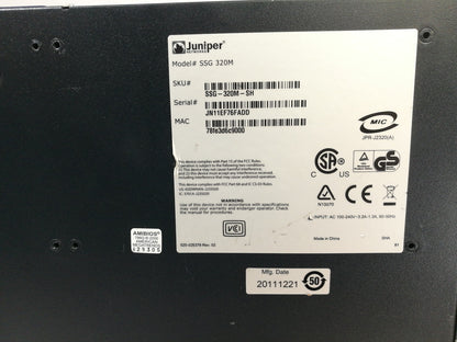 Juniper SSG-320M-SH Secure Services Gateway Firerwall