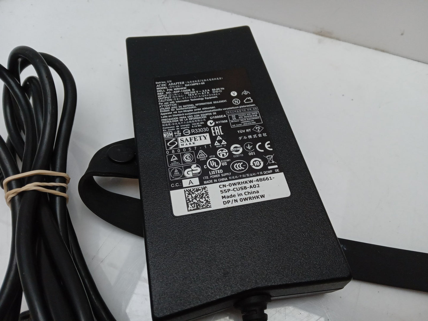Dell 19.5V 6.7A AC/DC Adapter Laptop Power Charger 0WRHKW WRHKW