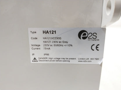 E2S Warning Signals HA121 230V Grey Electronic Warning Siren