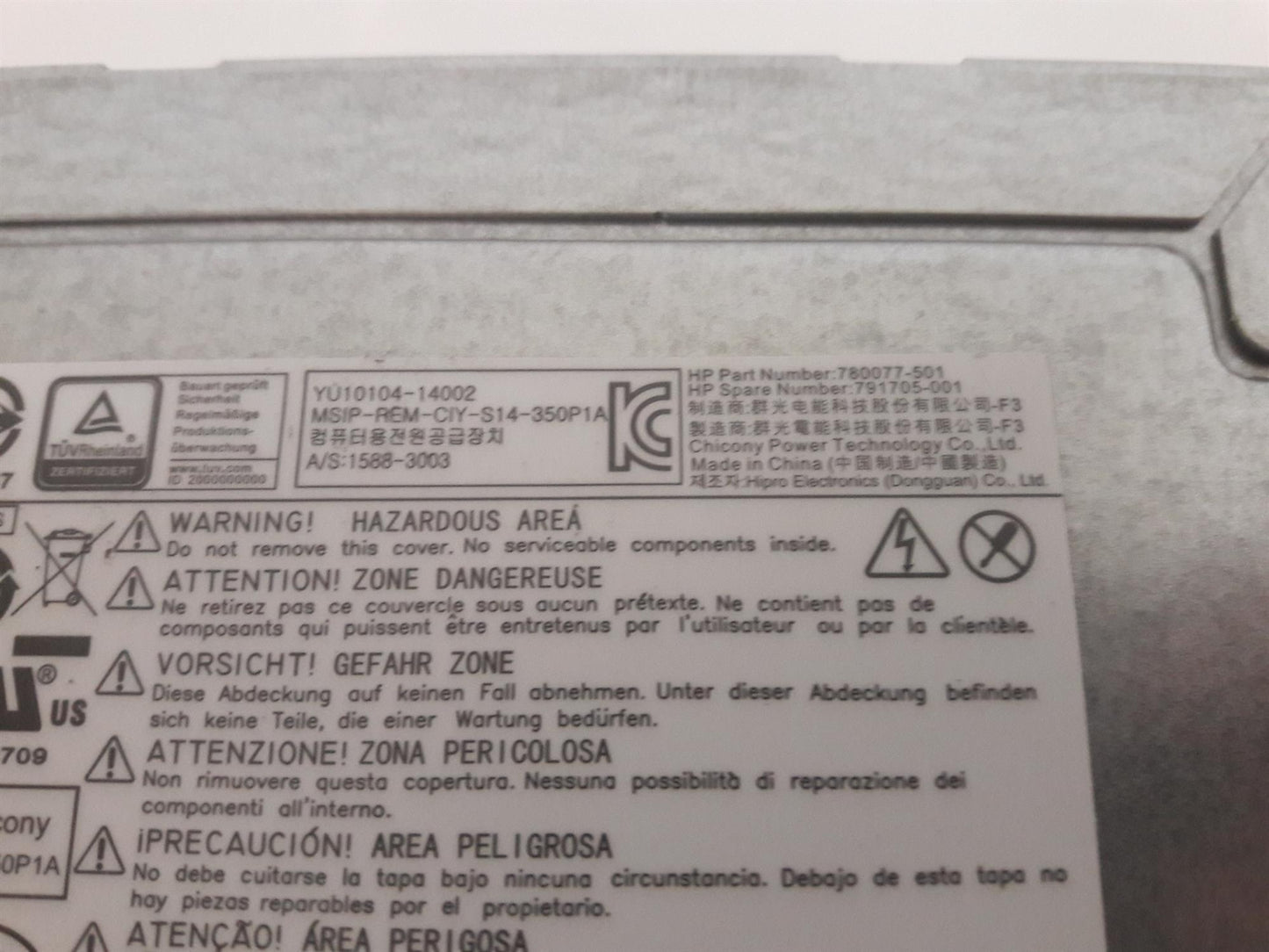 HP ProLiant ML110 G9 350W Power Supply Unit 780077-501 791705-001