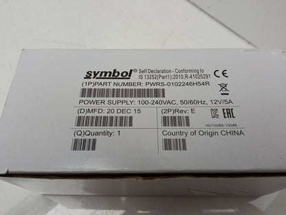 Symbol Power Adapter 12V 5A NU60-H120500-I3 PWRS-0102246H54R