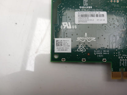 Dell Broadcom 5720 Low Profile Dual Port 1GB Network Card 0557M9 557M9