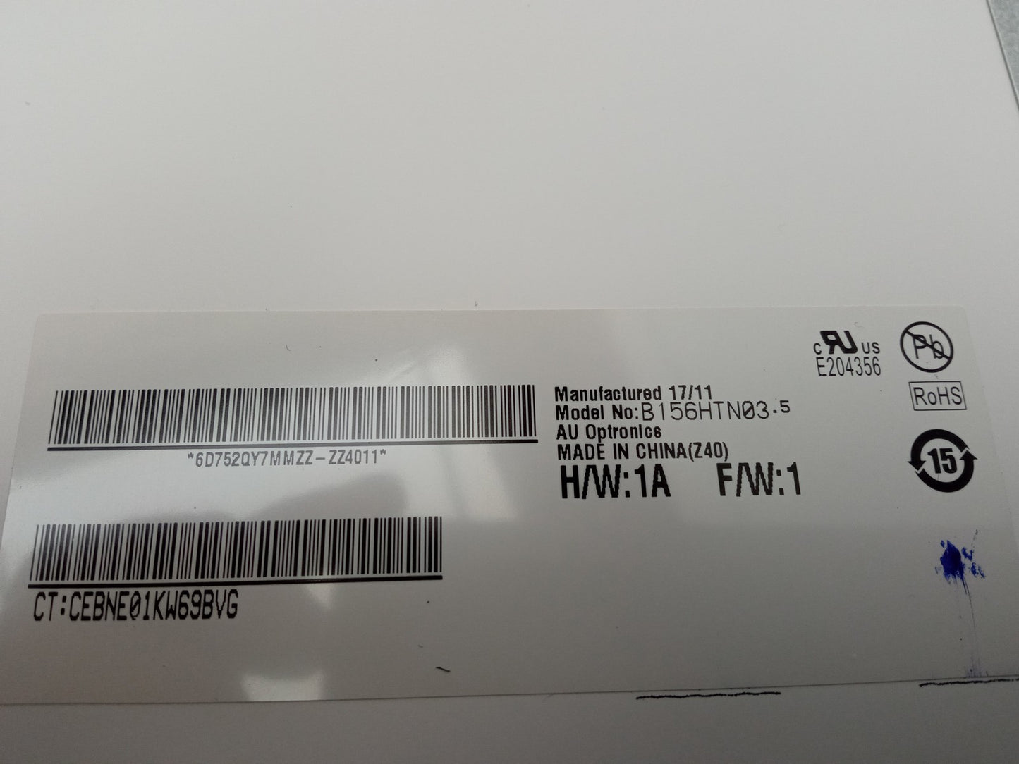 AU Optronics B156HTN03.5 15.6" Laptop Replacement LCD Display Panel